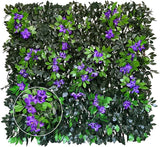 Expandable Privacy Screen with Artificial Flower for Balcony Patio Fence Greenery Privacy Fence Outdoor Leafy Purple Flowers 4pcs
