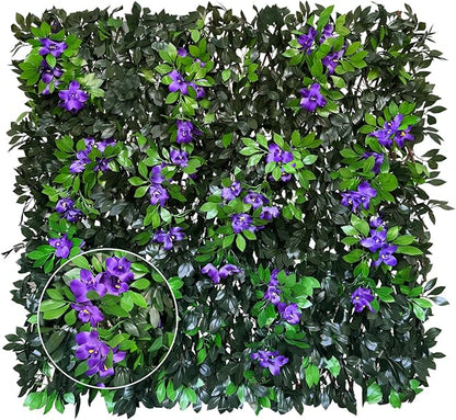 Expandable Privacy Screen with Artificial Flower for Balcony Patio Fence Greenery Privacy Fence Outdoor Leafy Purple Flowers 4pcs
