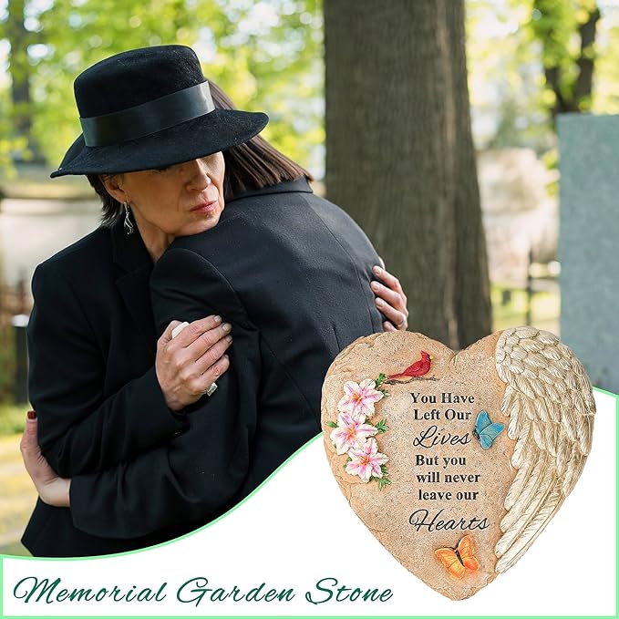 Memorial Garden Stones with Heartfelt Quote, Sympathy Gifts for Loss of Loved One, Bereavement Memorial Statue for Outdoor or Indoor Decor, Waterproof Stone for Grave Decoration(10 Inch)