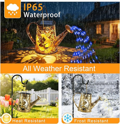 Solar Watering Can Lights, Fairy Gifts for Mothers Day Women Mom Grandma Birthday, Waterproof Outdoor Garden Decor Large Hanging Solar Lantern Fairy Lights for Patio Porch Flowerbed Pathway (Blue)