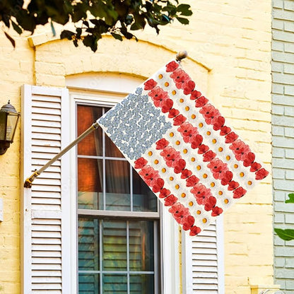 AVOIN colorlife Myosotis Poppy Memorial Day House Flag 28x40 Inch Double Sided Outside, Patriotic American Flag Yard Outdoor Decoration