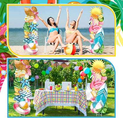2 Pcs Summer Yard Signs Outdoor Lawn Decoration Summer Beach Ball Ice Cream Waterproof Courtyard Yard Decorations with Stake Garden Lawn Party Courtyard Decoration