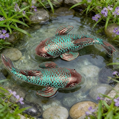 Garden Statues,Koi Fish Decor,Set of 2 Antique Koi Fish Garden Statue,Sculpture for Outdoors,Patio Decor,Backyard and Home Kitchen Decoration,Gifts for Mom Women Grandma