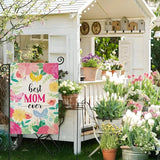 Mother's Day Garden Flags for Outside, Best MON Ever Floral Yard Decoration, Small Gift for Mom Grandmom, Seasonal Outdoor Decor for Farmhouse Summer Holiday,12x18 Inch Double Sided