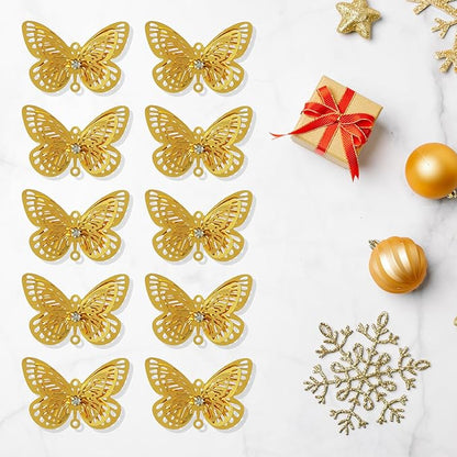 10pcs Gold Butterfly Hanging Suncatcher Parts Window Pendant DIY Metal Part Ornament Parts Gifts