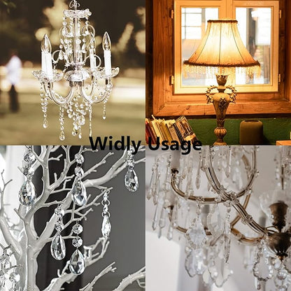 Pack of 20 Clear Crystal Maple Leaf Chandelier Prisms Suncatcher Pendants Hanging Connected Glass Octagon Beads for Chandelier Christmas Tree Decor(63mm)