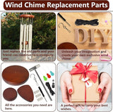Wind Chime Replacement Parts, 28 PCS Windchime Repair Kit Including Round Top, Clapper, Wind Catcher, 19.6FT Nylon Cord, DIY Wind Chime Supplies (Dark Brown)