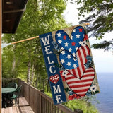 AVOIN colorlife Patriotic 4th of July Welcome House Flag 28x40 Inch Double Sided, Memorial Day American Stars and Stripes Love Heart Yard Outdoor Decoration