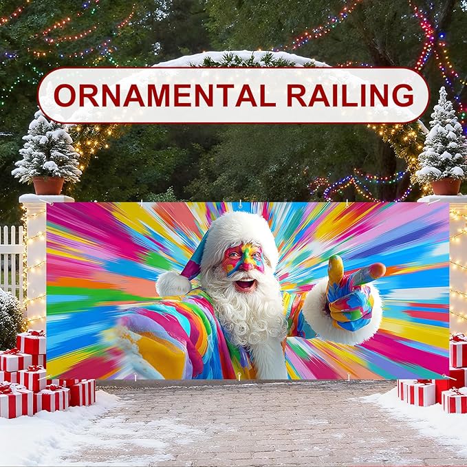 7 x 16 ft Christmas Garage Door Decorations Merry Christmas decorations Xmas Garage Door Cover, Happy New Year Hanging Banner for Home,Outdoor,Indoor,Party