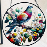 RIVEENY Stained Glass Window Hangings,8" Suncatcher Stained Glass Window Panels,Stained Panel Hangings Gift Women Girls Thanksgiving Birthday Gifts for Mom Grandma (Pigeon)