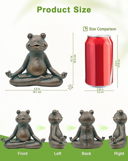 Nacome Meditating Frog Miniature Figurine,Zen Yoga Frog Garden Statue Ornament- Indoor/Outdoor Garden Sculpture for Fairy Garden,Home, Patio,Deck,Porch Yard Art Decoration,5 inch(Copper)Christmas Gift