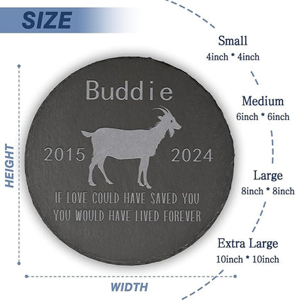 Goat Memorial Stone Goat Garden Statue - Goat Memorial Gifts - Goat Tombstone - Goat Loss Gift - Loss of Pet Goat - Round