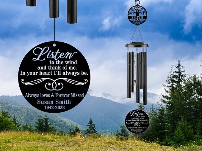Wind Chimes for Outside, Sympathy Gifts for Loss of Loved One, Personalized Sympathy Wind Chimes, Memorial Gifts for Loss of Father, Windchimes in Memory of a Loved One Rememberance Gift for Loss