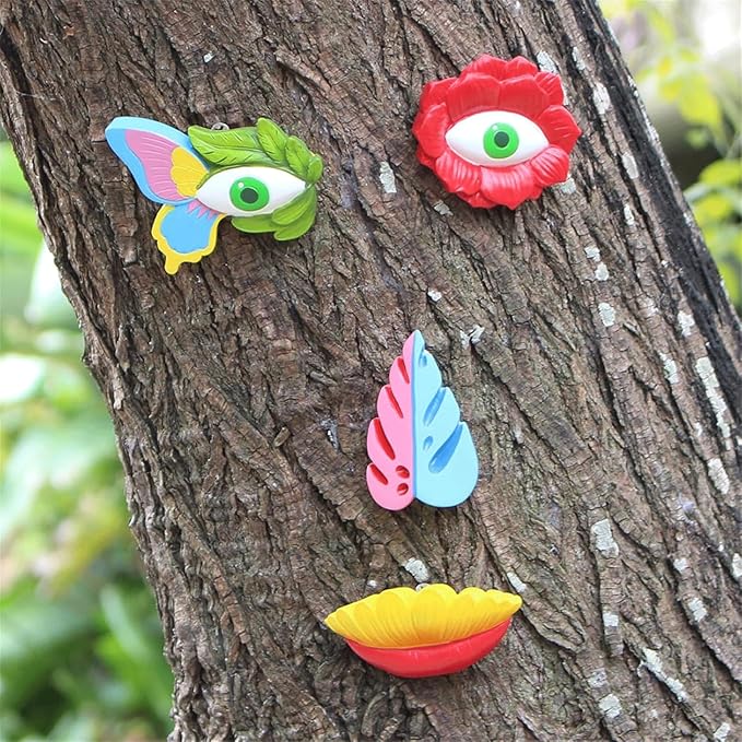 Garden Statues Funny Tree Faces Sculpture Full Color Tree Hugger Garden Decoration Whimsical Sculpture Garden Peeker for Easter Creative Props Yard Ornaments Decor