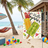 AVOIN colorlife Hello Summer Popsicles Garden Flag 12x18 Inch Double Sided Outside, Welcome Seasonal Burlap Yard Outdoor Decoration