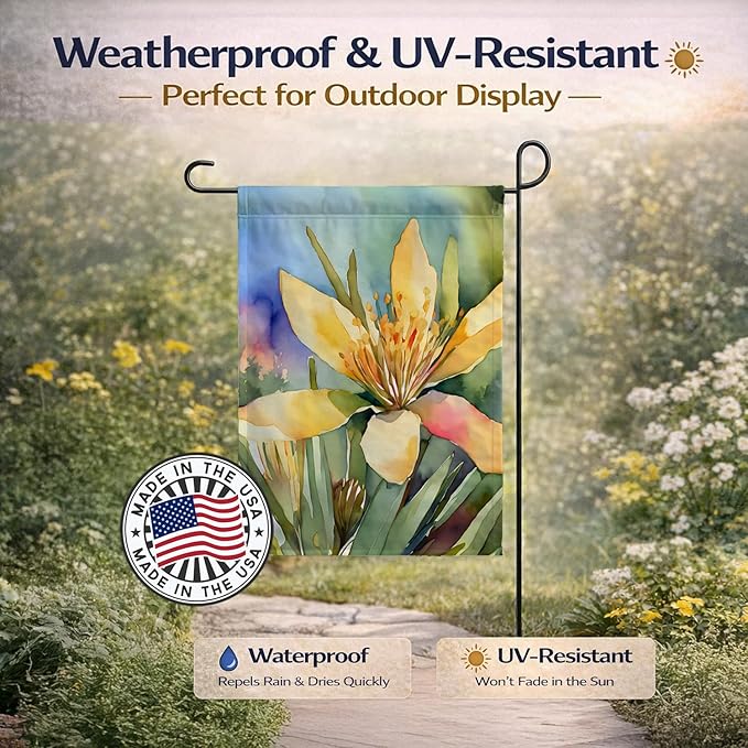 Caroline's Treasures New Mexico Yucca Flower in Watercolor Garden Flag Mailbox Flag Decorative Yard Flag Banner Outside Patio Artwork Yard Flower Beds, Garden Size, Multicolor