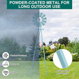 Metal Windmill for Garden Yard Decor, 8ft Tall Windmill Pinwheels Outdoor with Spinning Blades, Weather Vanes Lawn Ornaments, Weather-Resistant, Blue