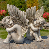 Zaer Ltd. Set of 2 Cherub Statues in Stone Grey Finish (20" T. Thomas & James)