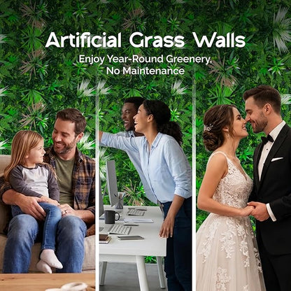 NatraHedge 20''X40'' Artificial Kauai Living Wall Grass Wall Decor, 5Pcs (28SqFt) Hedge Leaf Grass Panels for Indoor, Outdoor, Garden and Balcony Privacy Fence Screen