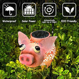 Teaeeno Solar Pig Lantern Lights,Outdoor Garden Pig Statue for Yard,Metal Animal Decor Outdoor,Garden Yard Lawn Backyard Ornament Decor,Home, Lawn, Patio, Resin Animal Ornament, Women/Gardening Gifts
