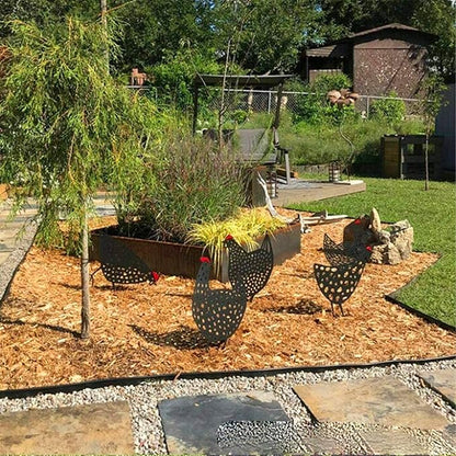 5PCS Rooster Animal Stakes, Chicken Family Garden Silhouette Yard Art, Hollow Out Animal Shape Decor for Outdoor-for Lawns Backyard 5PCS