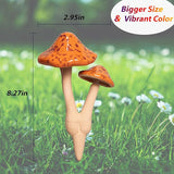 Ceramic Mushroom Outdoor Decor - 2pcs Mushroom Statue Decor for Garden, Lawn, Flower Pot Fairy Garden Stake 8.27'' in Height
