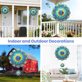 MXJSUA Mandala Wind Spinners for Indoor Outdoor Garden Decoration, 12 Inch Mandala Flowers Stainless Steel Hanging Wind Spinners Ornaments Crafts for Gifts