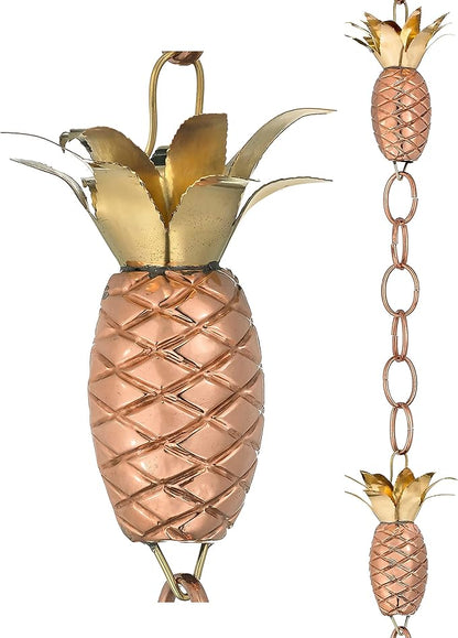 Good Directions 100% Pure Copper Pineapple Rain Chain, 8-1/2 Feet Long, Artistically Designed, Replaces Gutter Downspout
