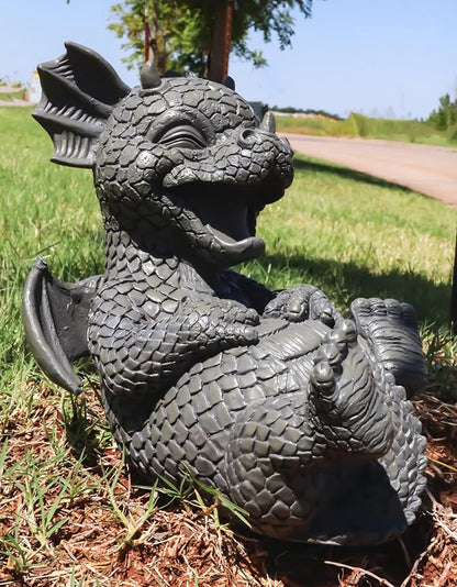 Ebros Whimsical L.O.L Soul Garden Laughing Out Loud Dragon Statue 7.75" Tall Faux Stone Resin Finish Hilarious LOL Fantasy Animated Dragons Welcome Guest Greeter Decor Figurine