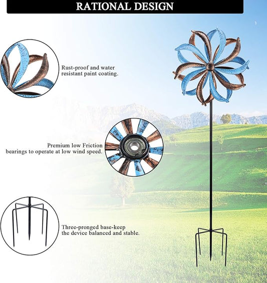 WONDER GARDEN Wind Spinners Outdoor Clearance, Premium Kinetic Wind Sculptures Wind Spinner, Metal Leaf Windmill for Outdoor Yard Patio Lawn & Garden