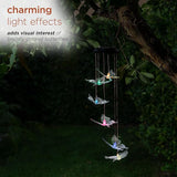 Alpine Corporation 27" Tall Outdoor Solar Powered Wind Mobile with Color Changing LED Butterfly Lights