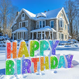 Happy Birthday Yard Sign with Metal Stakes - 16” Outdoor Lawn Decorations, Weather-Resistant Letters, birthday party supplies gift for Kids & Adults (Glitter)
