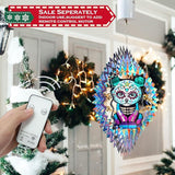 FONMY Sugar Skull Wind Spinner Cat 12inch 3D Stainless Steel Wind Sculpture Worth Gift Christmas Decor.Hanging Mandala Kitten Skull Wind Spinners Metal Yard Art Garden Decoration Indoor/Outdoor Décor