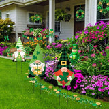 LEIFIDE 3 Pcs St. Patrick's Day Garden Decor for Outside, Metal Green Gnome Stakes, Saint Patricks Day Decorative Welcome Signs Stakes with Shamrocks for Outside Outdoor Irish Yard Lawn Backyard Porch