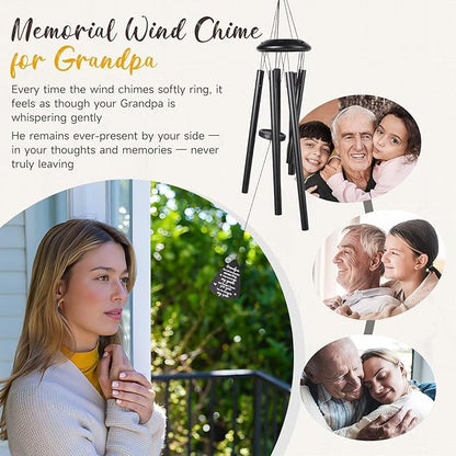 Memorial Gifts for Loss of Grandpa, 25''Memorial Wind Chimes of Sympathy Gifts for Loss of Grandpa,Condolence/Bereavement/Remembrance Gift,Windchimes in Memory,Funeral Decor for Garden Outside,Black