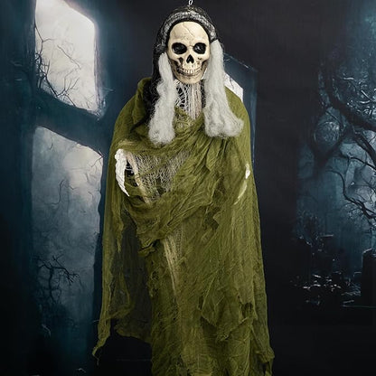 RunNico 600x36 Inch Large Size Green Halloween Creepy Cloth Decoration,Spooky Gauze Cloth,Halloweens Haunted Cheesecloth for Stairway,Wall,Window Decorations,Outdoors Doorways Decor