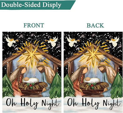 Christian Seasonal Garden Flags Set of 12 Double Sided 12 x 18 Inch Cross Yard Flags, Small Flags for Outside, Fall Winter Easter Christmas Outdoor Flags, Holiday Garden Flags for All Seasons ﻿