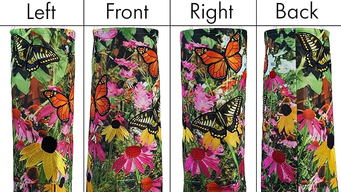 In the Breeze 5271 — Summer Garden 40-inch Illusion Windsock — Vibrant Decor, Embroidered Details, Fully Printed Tails