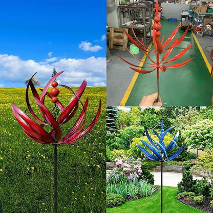 Large Outdoor Metal Wind Spinners,Garden Metal Wind Sculpture,Wind Spinners for Yard Garden,Unique and Magical Metals Windmill Outdoor Wind Spinner,360° Swivel Wind Sculpture Yard Art,Durable (red)
