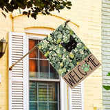 AVOIN colorlife Spring Summer Floral House Flag 28x40 Inch Double Sided Outside, Eucalyptus Black Cat Welcome Seasonal Yard Outdoor Flag