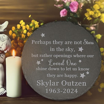Memorial Garden Stone - Personalized Bereavement Gift for Loss of Loved One - Round