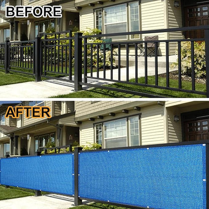 Eden's Decor Balcony Privacy Screen Cover Mesh Windscreen Weather-Resistant UV Protection for Backyard Deck, Patio, Balcony, Pool, Porch, Fence, Railing, Gardening (Blue,6'x 15')