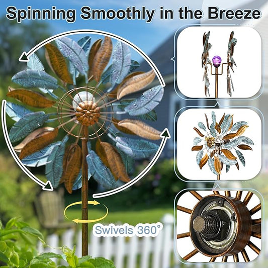 Lariander Solar Wind Spinners 87 Inch Extra Large Metal for Yard, Garden Decor Yard Art Windmills for Outdoor