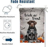 Halloween Chocolate Lab Garden Flag Trick or Treat Yard Flag Ghost Labrador Dog Garden Flags for Outside 12x18 Double Sided Mini Skeleton Halloween Decor Outdoor Lawn Welcome Flag