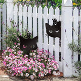 Bnesi 2 Pcs Black Cat Garden Sculptures Metal Fence Decorations Outdoor Decorations for Cat Lovers Black Metal Yard Art Lawn Ornaments Home Decor for Garden Yard Lawn (Elegant)