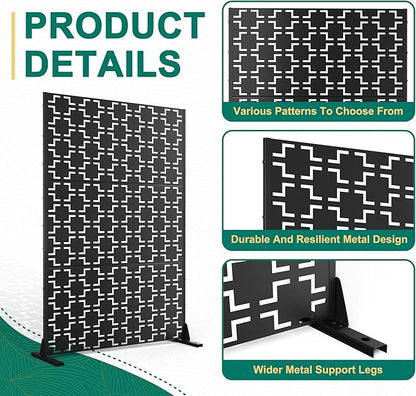 72" H×47" W Metal Privacy Screen Outdoor Privacy Screen Freestanding, Outdoor Privacy Screens and Panels for Patio Lawn Deck(Consists of 3 Panels)
