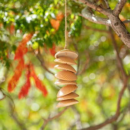 Woodstock Chimes Ceramic Disc Chime 26" Apricot Wind Chime for Outside, Ceramic Shell Design Chimes for Garden Porch, Patio Decor, Unique Gift CCAP