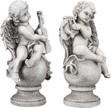 Northlight 14.75" Set of 2 Cherub Angels with Instruments Outdoor Garden Statues