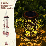 Retisee Butterfly Solar Wind Chimes Outdoor Metal Butterfly Gifts Solar Light Windchimes Outside Indoors Christmas Decoration Birthday Gift for Home Lawn Porch Patio Garden Yard