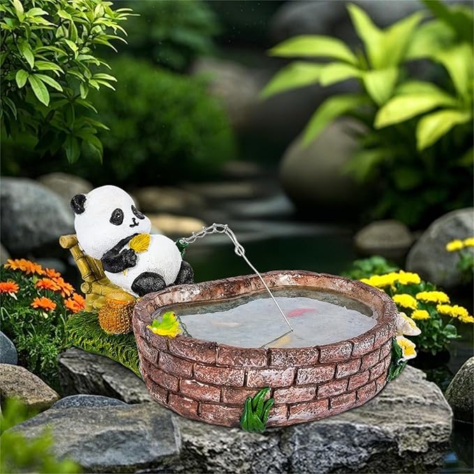 Solar Panda for Outdoors Garden Panda Statue Patios, Yards, and Lawn Ornaments Gardening Gifts for Women